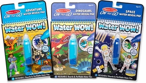 Melissa & Doug On the Go Water Wow! Reusable Color with Water Travel Toy Activity Pad with Chunky Water Pen 3-Pack (Dinosaurs, Adventure, Space) - FSC Certified, 18.0 x 10.0 x 1.5