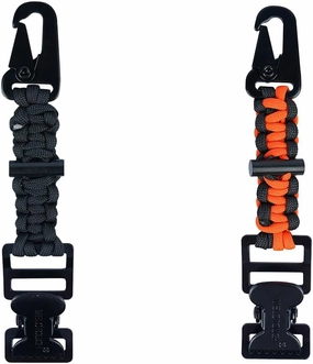 MELOTOUGH Tactical Glove Clip Braided Paracord Gloves Clips Holder with Flint Rod for Hunting, Hiking, Camping, Outdoor Activities (Black Orange)