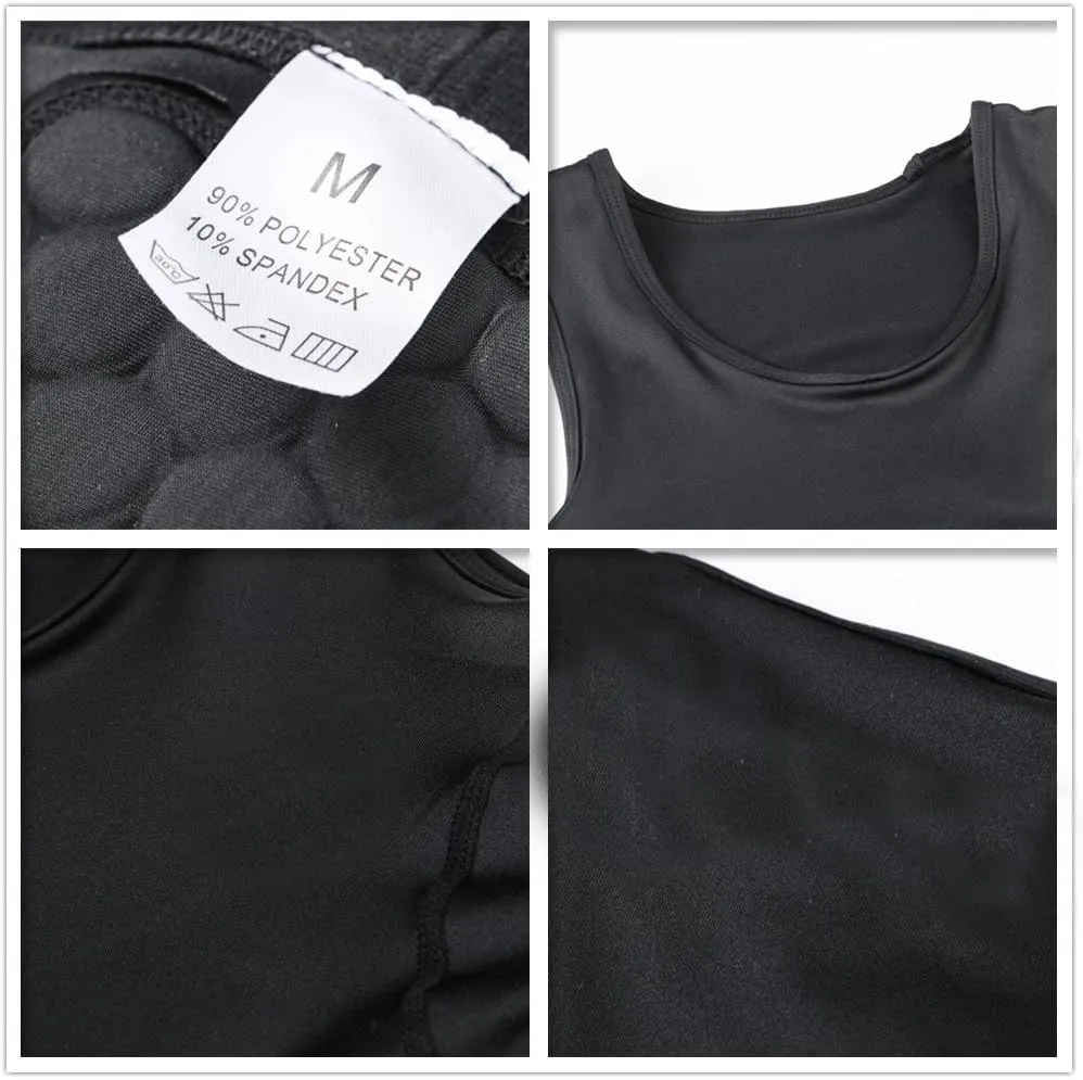 Men Padded Proctective Shirt 6-Pads Chest Rib Protector Padded Football Shirt Protective Gear for Football Rugby Basketball