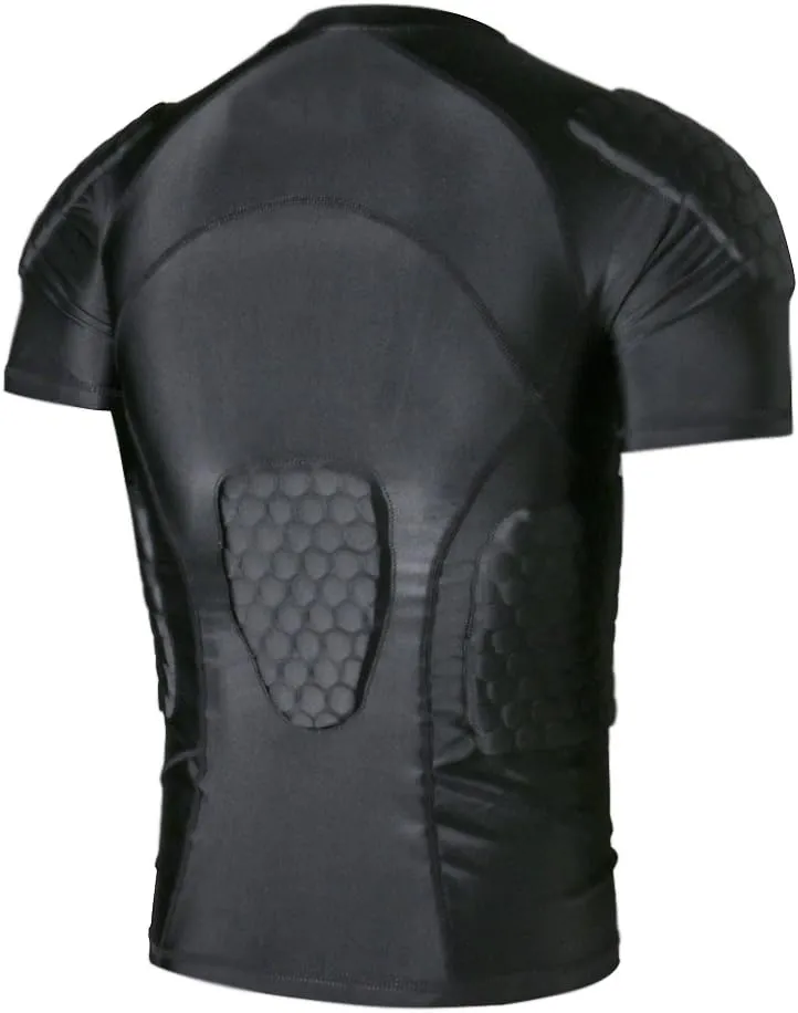 Men Padded Proctective Shirt 6-Pads Chest Rib Protector Padded Football Shirt Protective Gear for Football Rugby Basketball