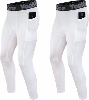 Men's Compression Pants with Pocket Workout Base Layer Athletic Sports Tights Leggings for Yoga Basketball Running Gym