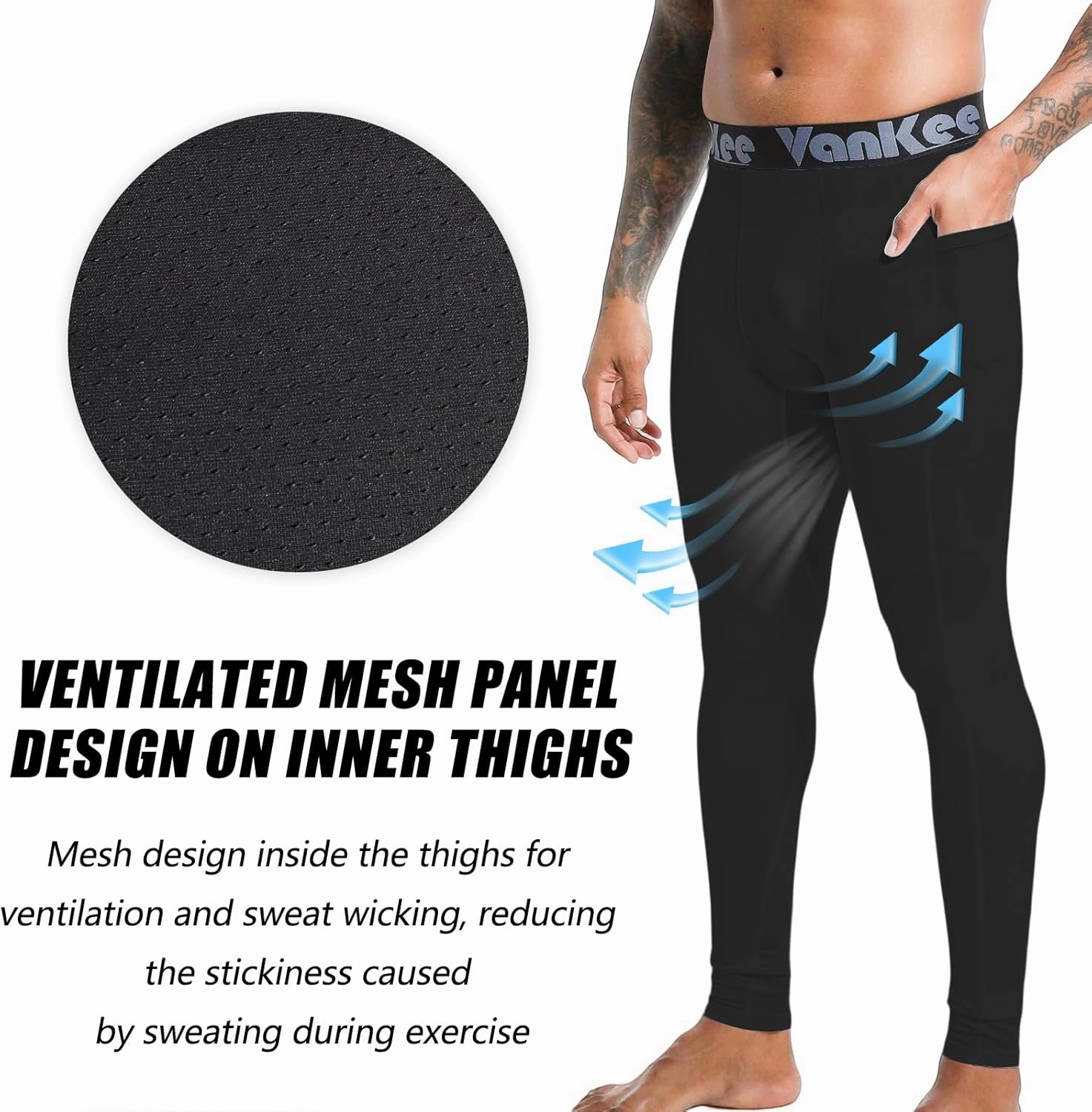 Men's Compression Pants with Pocket Workout Base Layer Athletic Sports Tights Leggings for Yoga Basketball Running Gym