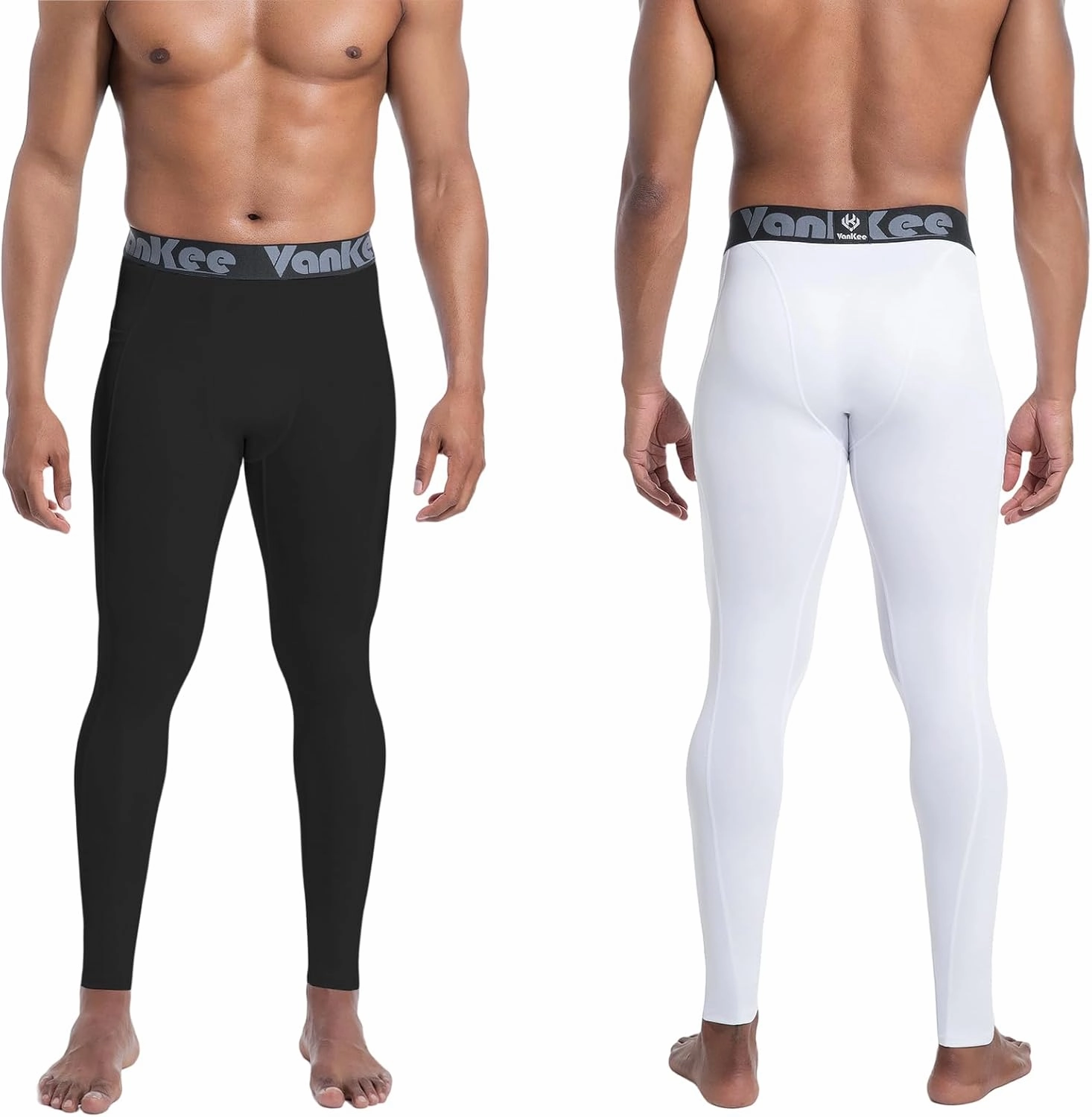 Men's Compression Pants with Pocket Workout Base Layer Athletic Sports Tights Leggings for Yoga Basketball Running Gym