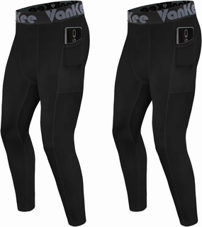 Men's Compression Pants with Pocket Workout Base Layer Athletic Sports Tights Leggings for Yoga Basketball Running Gym