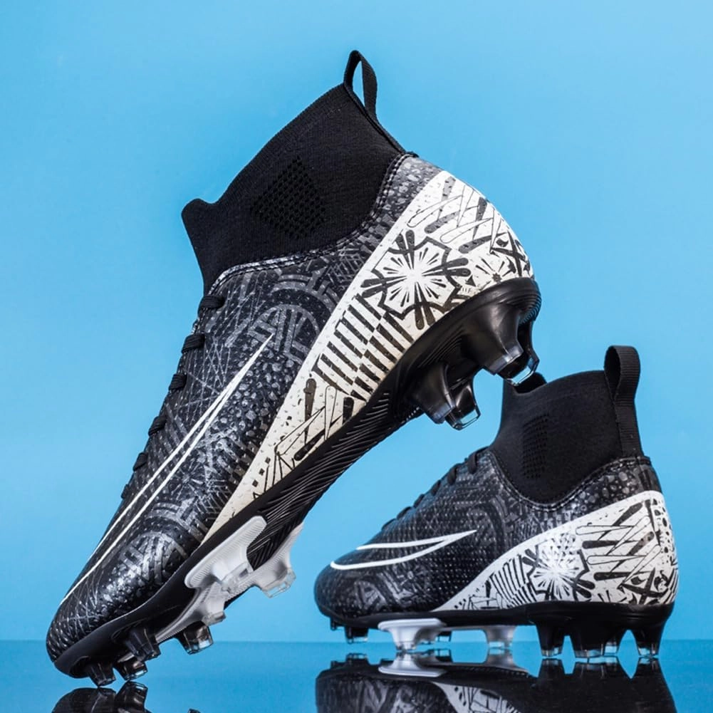 Men's High-Top Cleats Soccer for Football Training - Lightweight Turf Shoes for School - Futsal Shoes for Soccer Game
