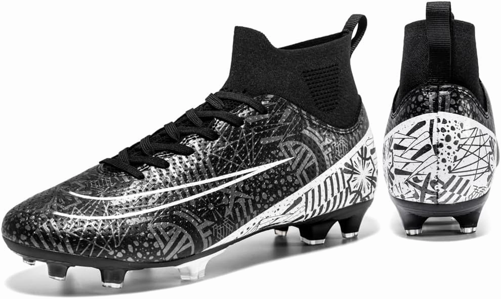 Men's High-Top Cleats Soccer for Football Training - Lightweight Turf Shoes for School - Futsal Shoes for Soccer Game