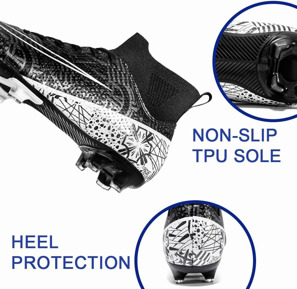 Men's High-Top Cleats Soccer for Football Training - Lightweight Turf Shoes for School - Futsal Shoes for Soccer Game