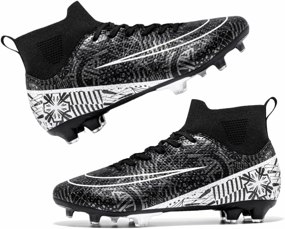 Men's High-Top Cleats Soccer for Football Training - Lightweight Turf Shoes for School - Futsal Shoes for Soccer Game