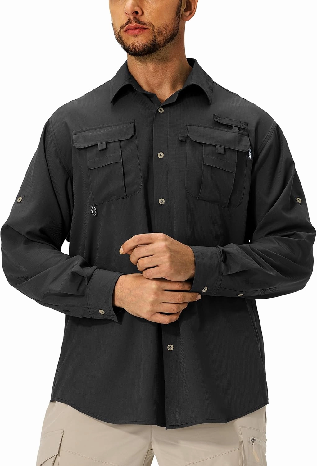 Men's Sun Protection Fishing Shirts Lightweight Long Sleeve UPF 50  Travel Work Hiking Shirts with Pockets