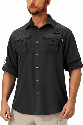 Men's Sun Protection Fishing Shirts Lightweight Long Sleeve UPF 50  Travel Work Hiking Shirts with Pockets