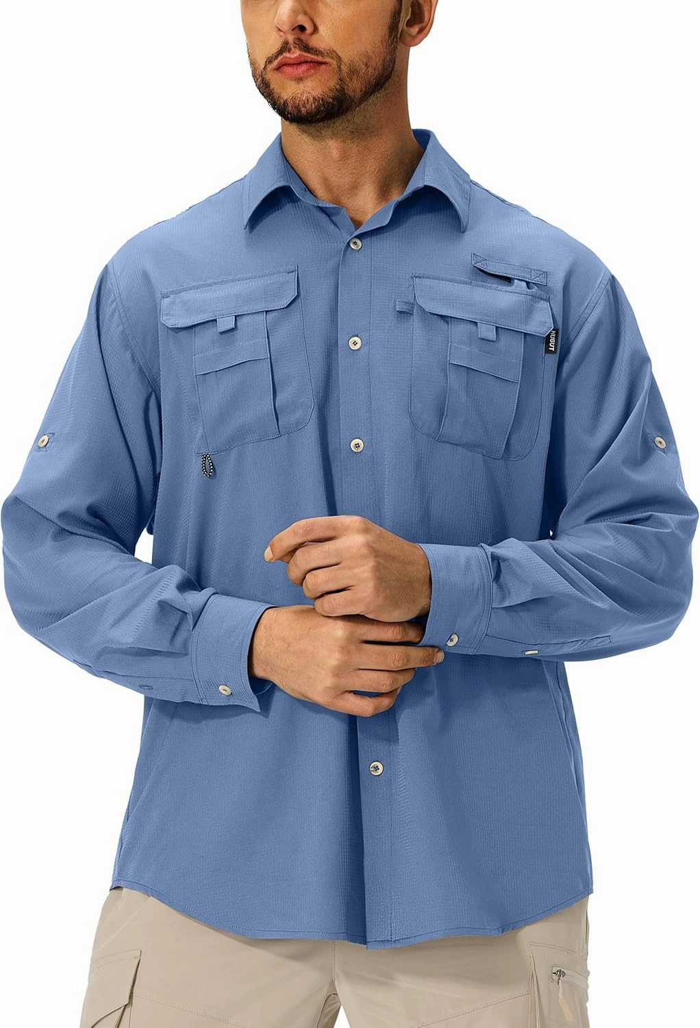 Men's Sun Protection Fishing Shirts Lightweight Long Sleeve UPF 50  Travel Work Hiking Shirts with Pockets