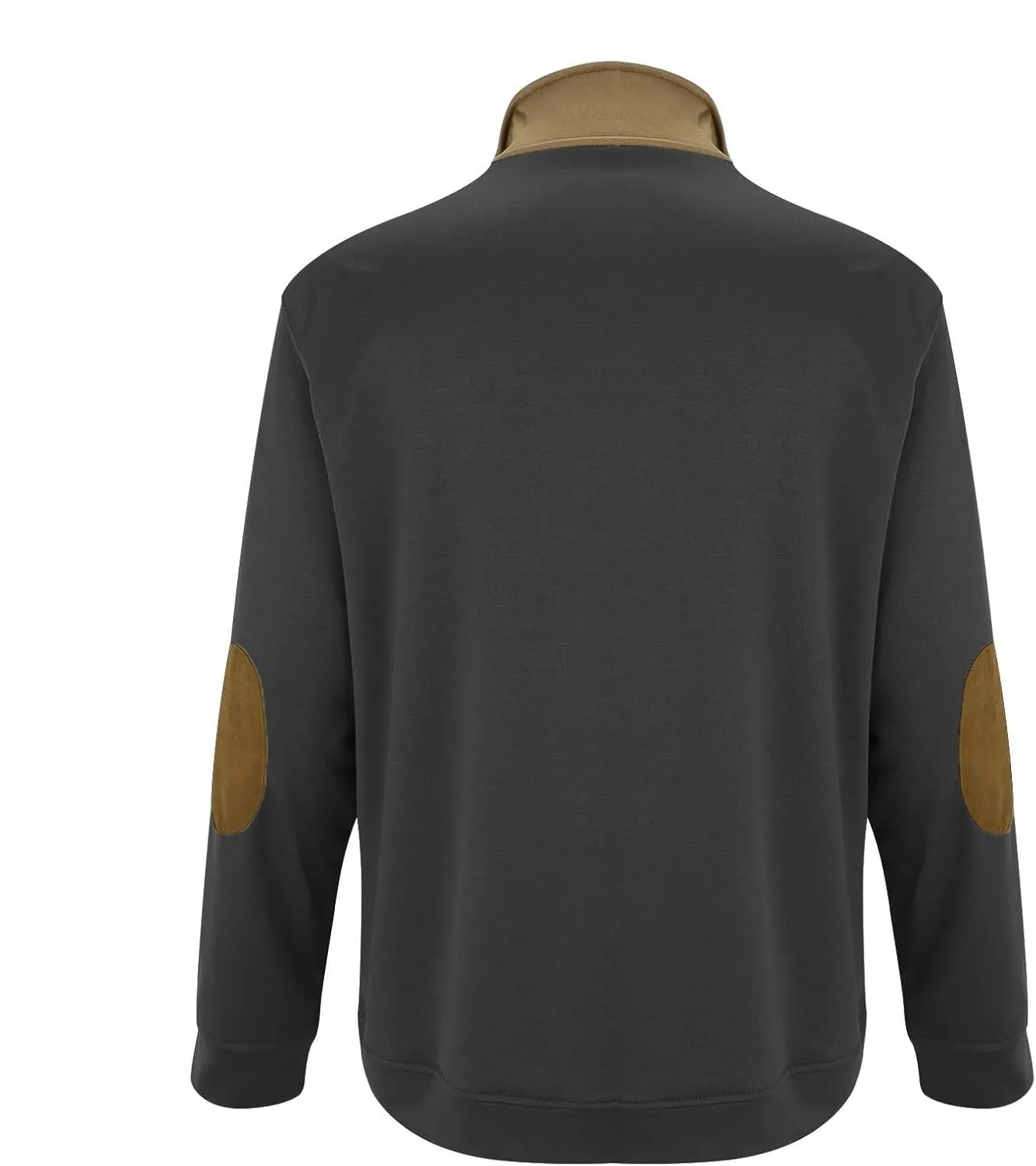 Mens Fleece Rugged Sweatshirts Stand Collar Quarter Zip Pullover Long Sleeve Elbow Patches Vintage Work Jackets