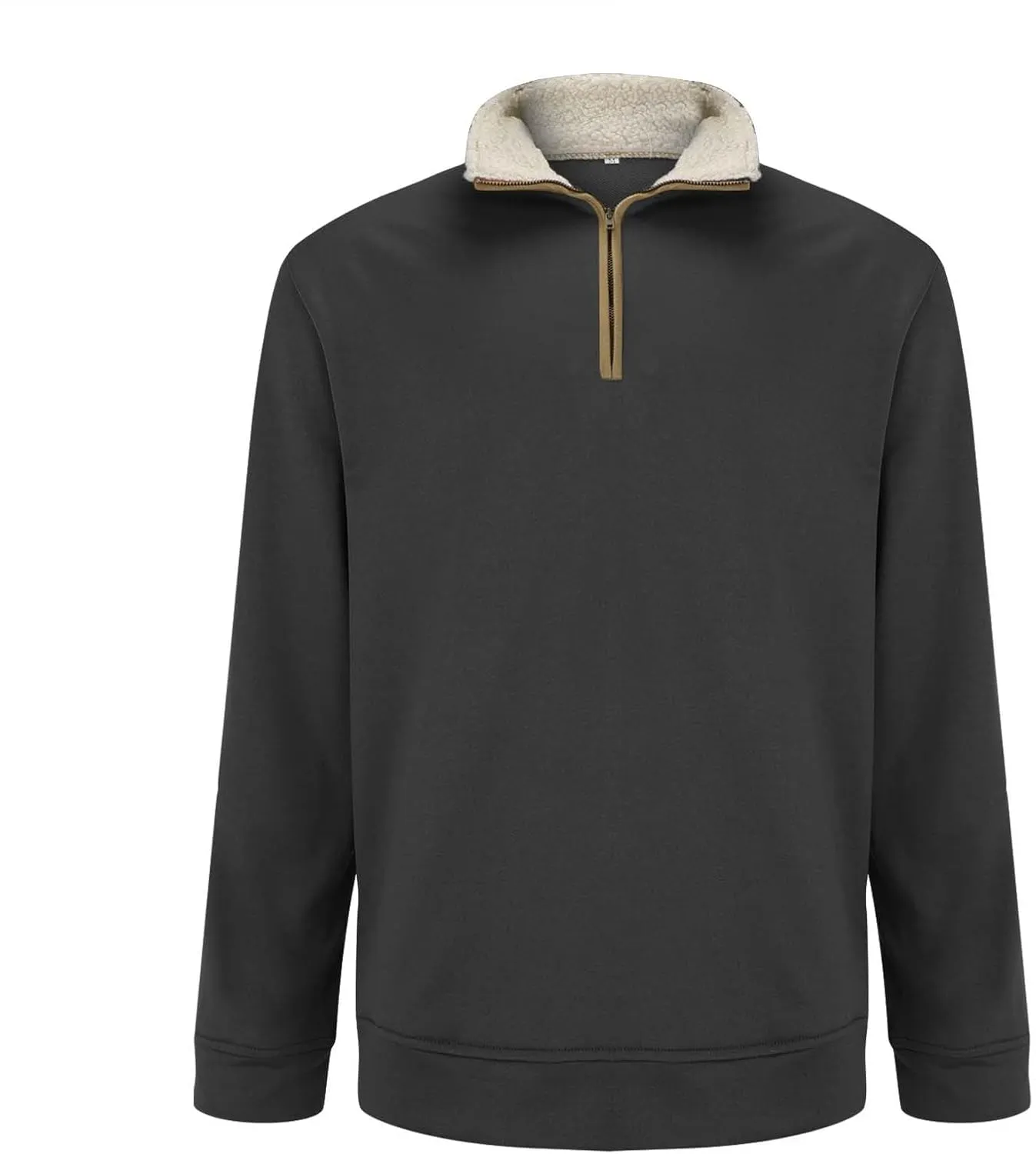 Mens Fleece Rugged Sweatshirts Stand Collar Quarter Zip Pullover Long Sleeve Elbow Patches Vintage Work Jackets