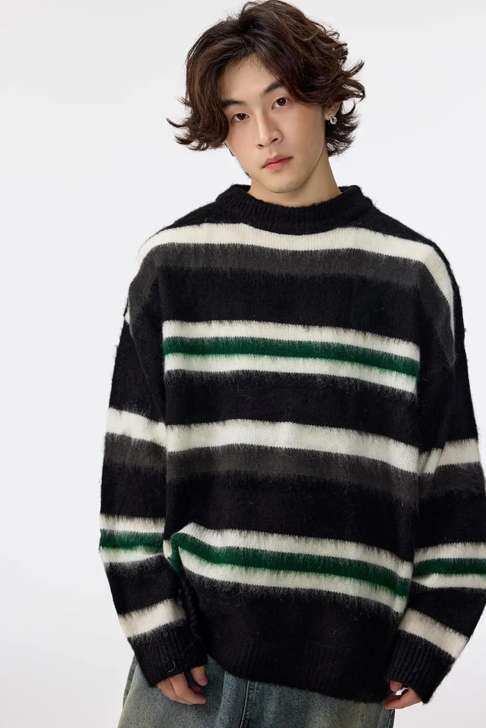 Men's Regular Fit Striped Sweaters Long Sleeves Soft Graphic Pullovers