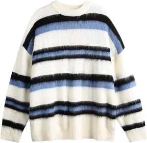 Men's Regular Fit Striped Sweaters Long Sleeves Soft Graphic Pullovers