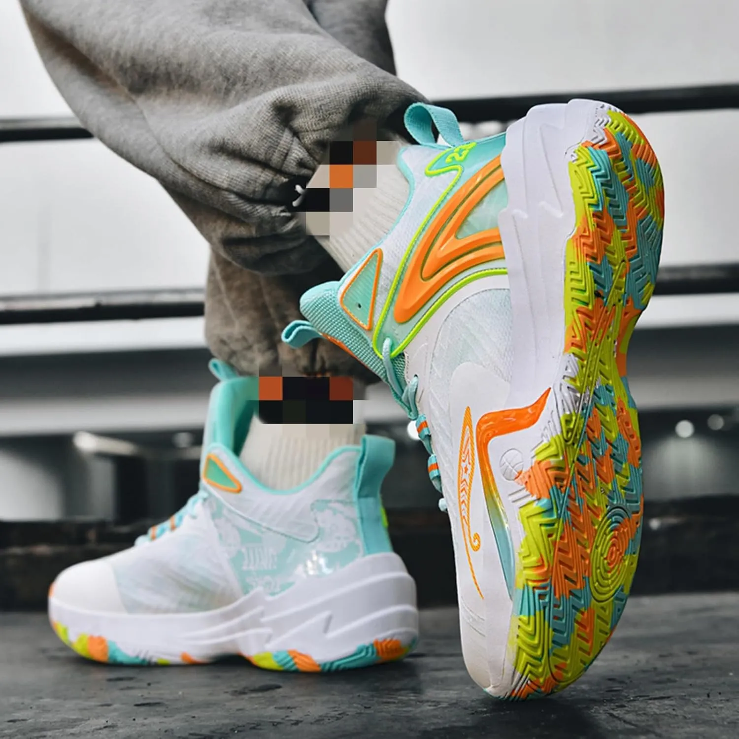 Men's Stylish Basketball Shoes, Breathable and Shock - Absorbing, Suitable for Basketball, Tennis, Running and Fitness