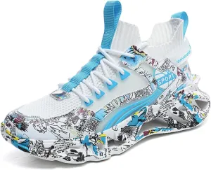 Men's Ultra - Light Shock - Absorbing Basketball Shoes Youth Sports Shoes Stylish Graffiti Design Suitable for Running Walking School for Students and Daily Commute