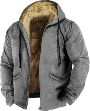 Mens Zip Up Faux Suede Leather Sherpa Jackets Winter Warm Fleece Denim Jackets Splicing Tactical Hoodies Sweatshirts