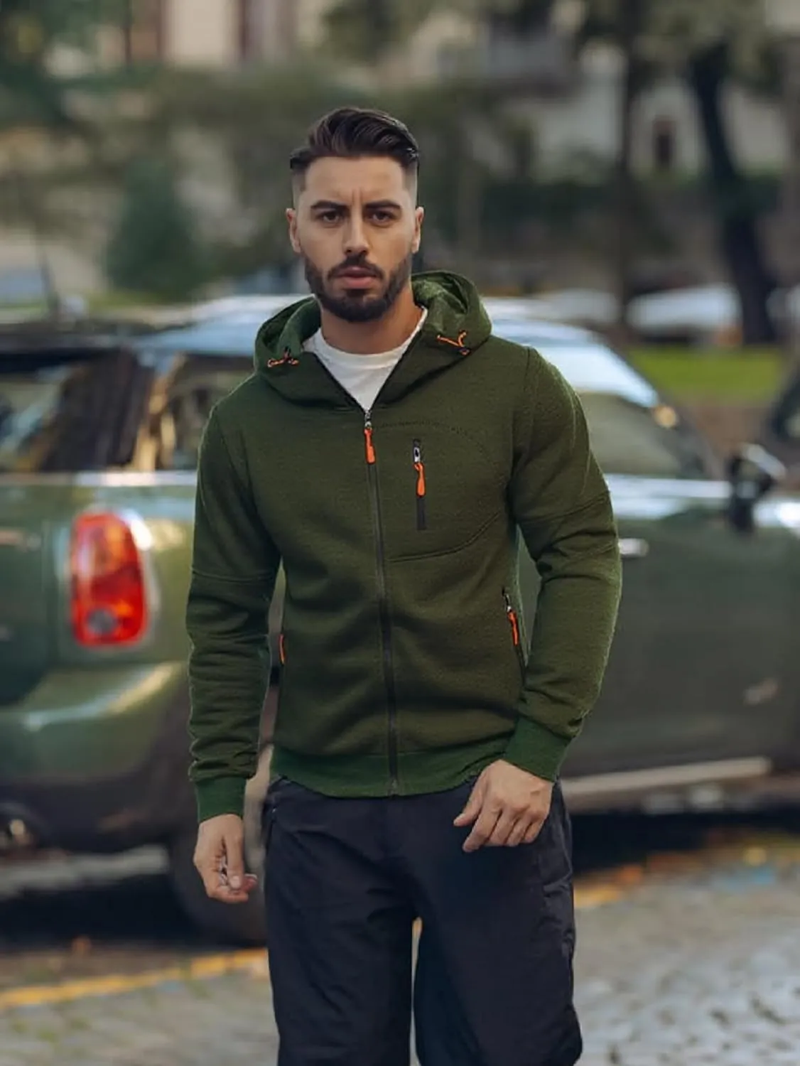 Men's Zip Up Fleece Hoodie Lightweight Sweatshirt Long Sleeve Sports Hooded Jacket with Zipper Pockets