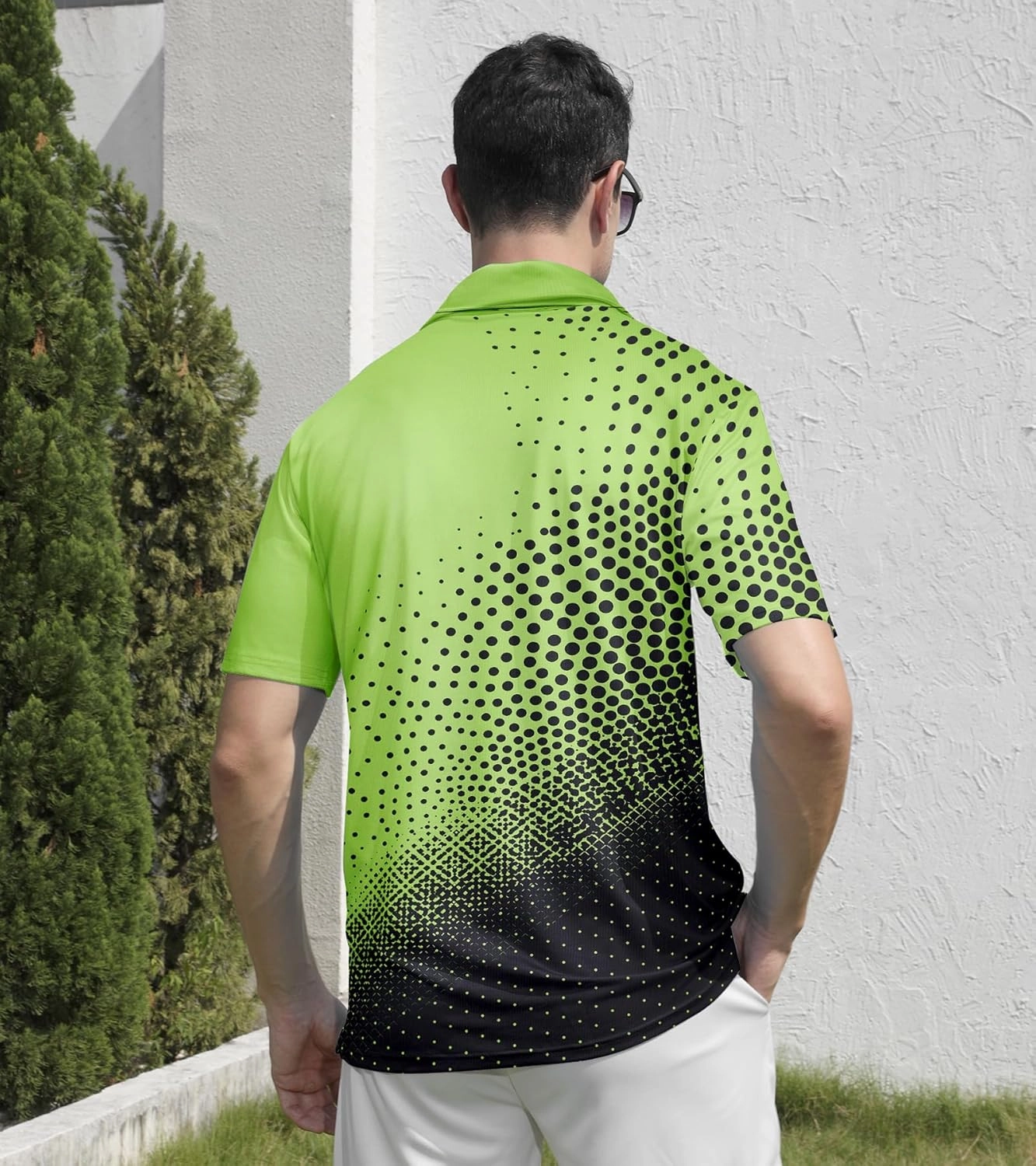 Mens Golf Shirts Short Sleeve Dry Fit Athletic Moisture Wicking Golf Polo Performance Printed Collared Polos