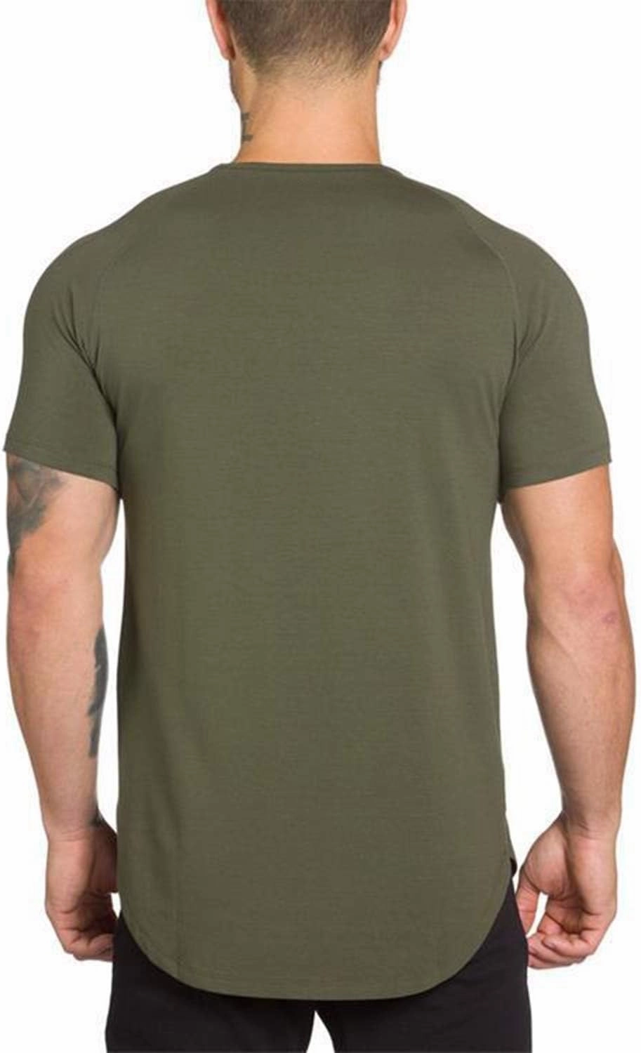 Mens Gym Workout Slim Fit Short Sleeve T-Shirt Cotton Performance Athletic Shirts Running Fitness Tee