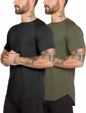 Mens Gym Workout Slim Fit Short Sleeve T-Shirt Cotton Performance Athletic Shirts Running Fitness Tee