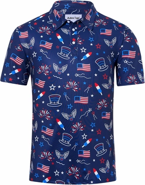 Mens Polo Golf Shirts Funny Graphics Shorts Sleeve Button Shirts