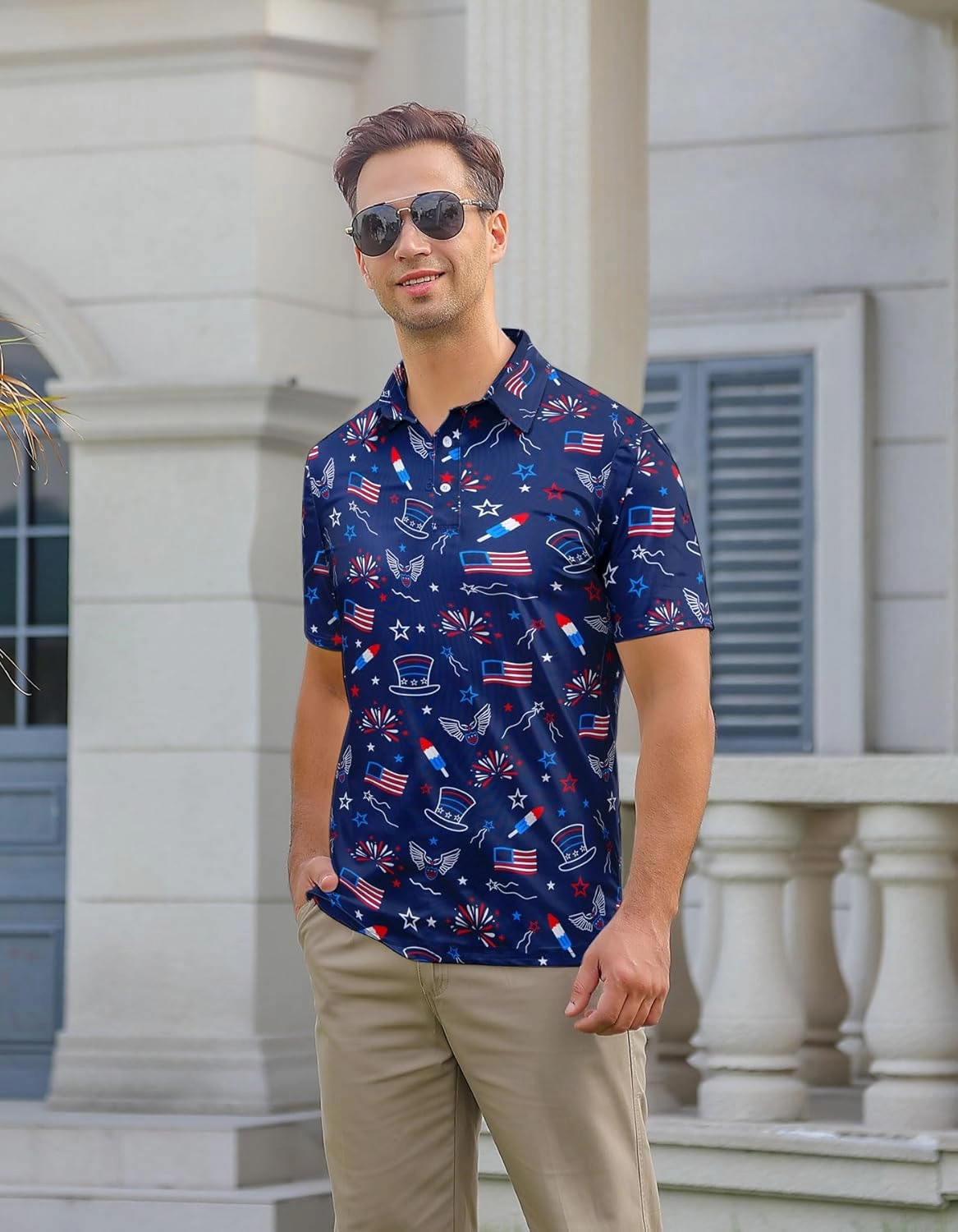 Mens Polo Golf Shirts Funny Graphics Shorts Sleeve Button Shirts