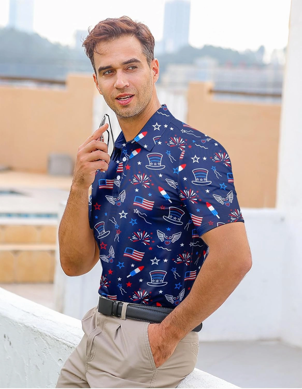Mens Polo Golf Shirts Funny Graphics Shorts Sleeve Button Shirts