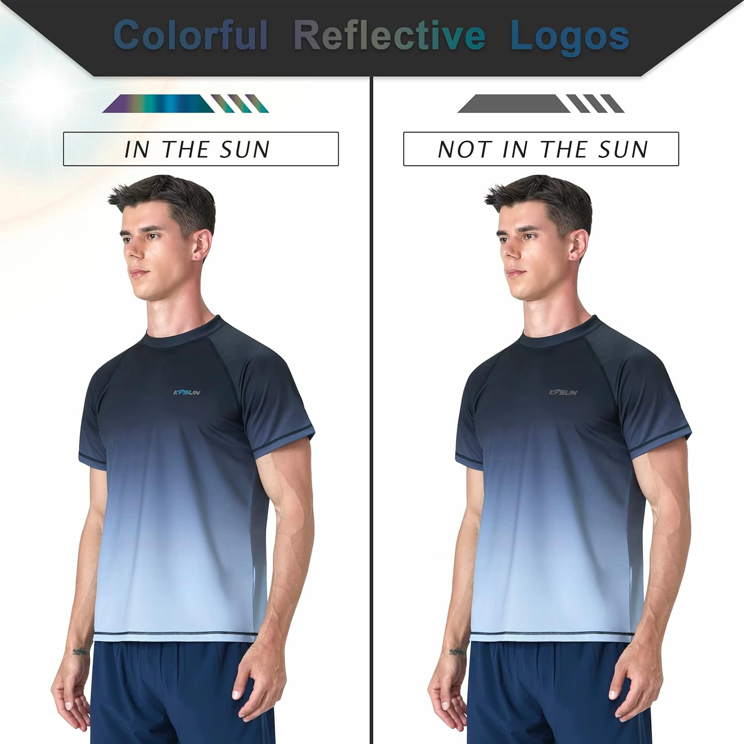 Mens Swim Shirts UPF 50  Sun Protection Quick Dry SPF Rash Guard Outdoor Beach Fishing T Shirts