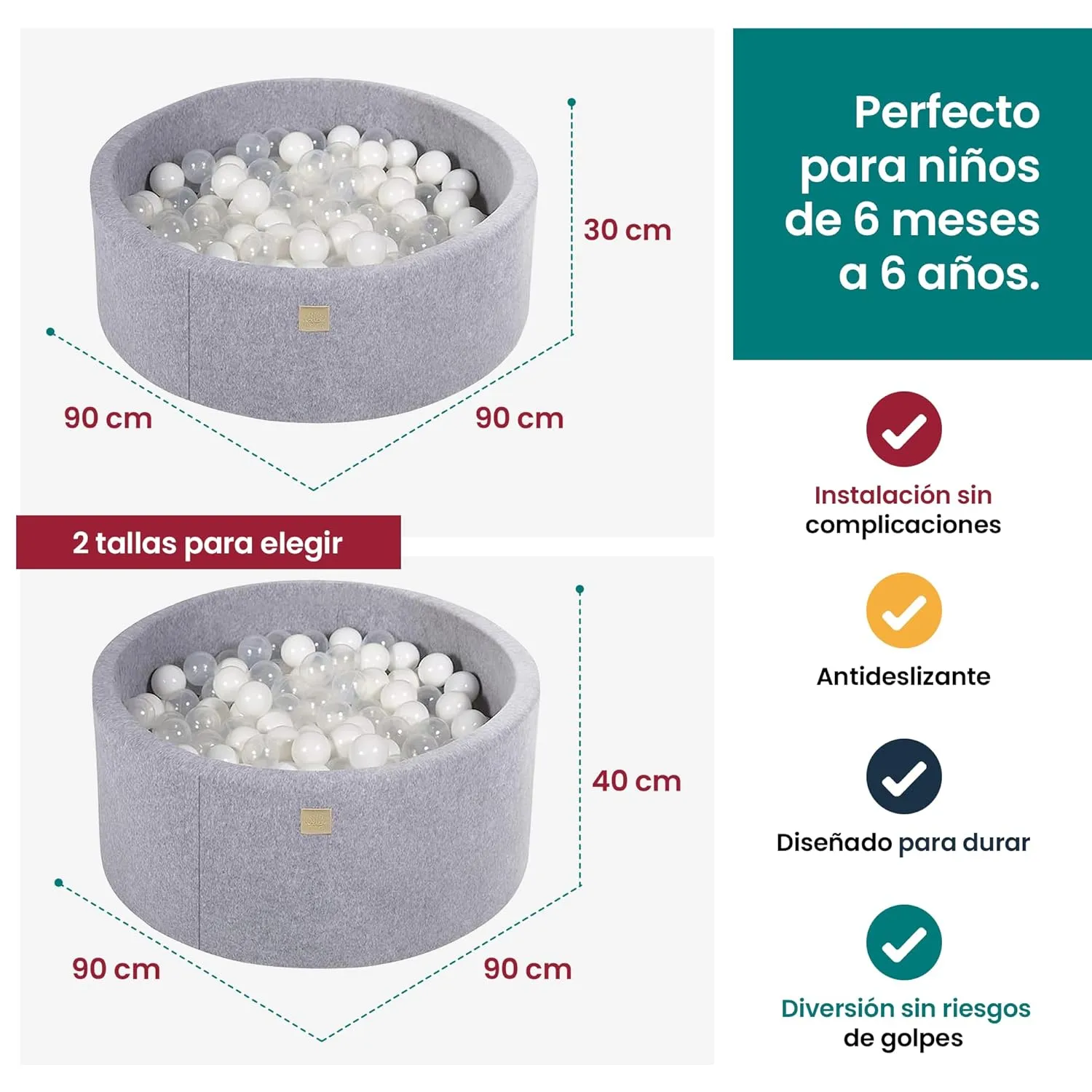 MEOWBABY Baby Ball Pool – Ball Pits 90 x 30 cm for Children with 200 Balls – Children's Cotton Ball Pool, Light Pink