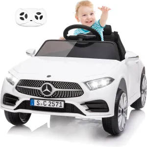 Mercedes Benz Car for Kids, 12V Electric Car for Toddlers 1-3 Remote Control Electric Ride on Toys Car for Baby Girls Boys Birthday Gifts, Music, 3 Speeds (White)