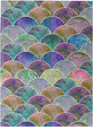 Mermaid Scales Watercolor Colorful Jigsaw Puzzles 500 Piece for Adults Teens Kids Family Friends Wooden Educational Toys Gift