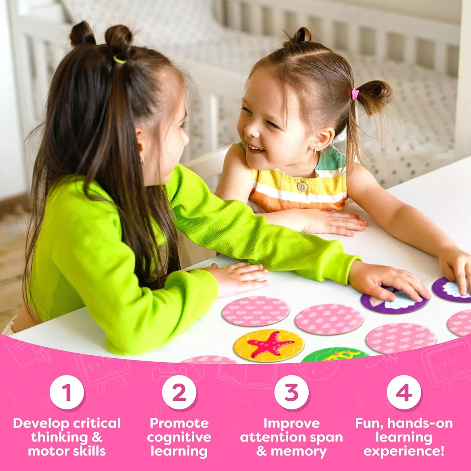 Mermaid Toys for Girls 4-6 Matching Game - Memory Game for Kids - Girls Toys 4-5 - Mermaid Gifts - 4 Year Old Girl Birthday Gifts - Kids Games Preschool Educational Toys - Summer Toys