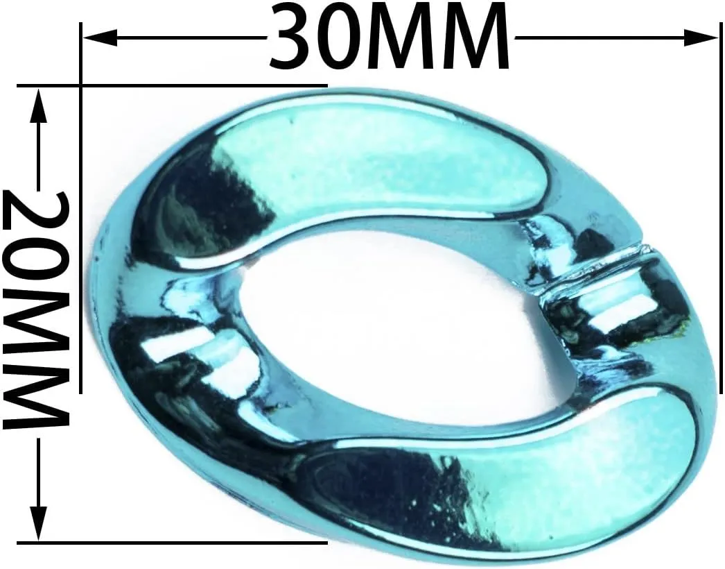Metallic Color Acrylic Linking Rings Quick Chain Links Connectors for DIY Craft Handbag Purse Strap Necklace Bracelet Jewelry Making (30x21mm, Blue)