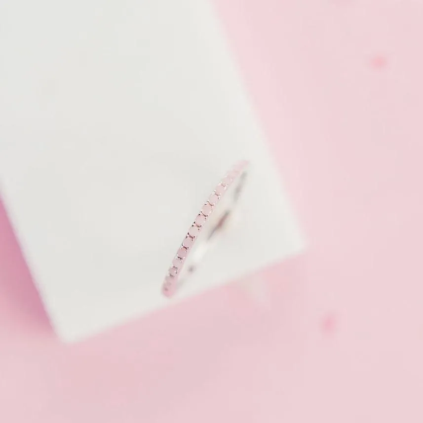 Micro Pave Stacking Band- Milky Pink