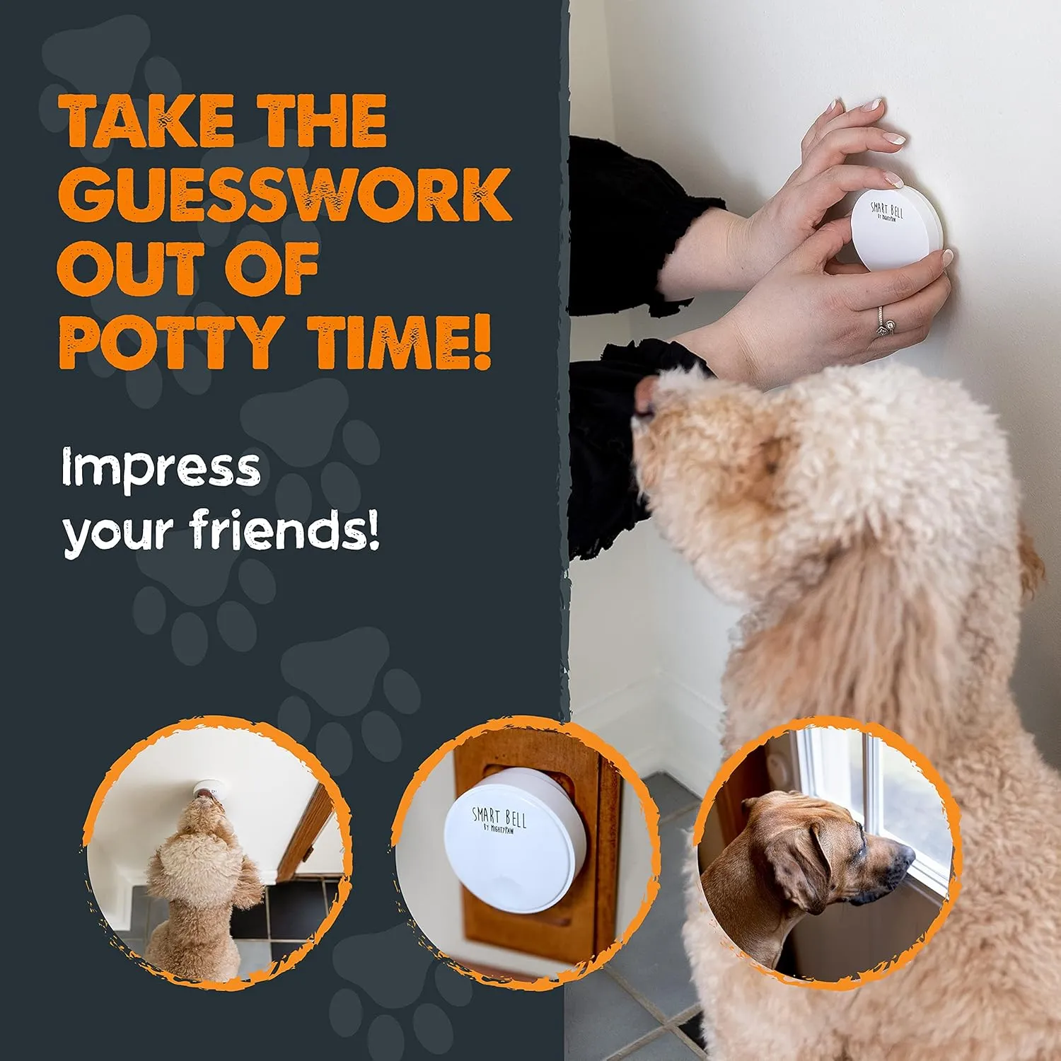 Mighty Paw Smart Bell 2.0 – Potty Training Button for Dogs & Puppies – Train Your Dog to Ring The Bell – Wireless Pet Communication (1 Pack)