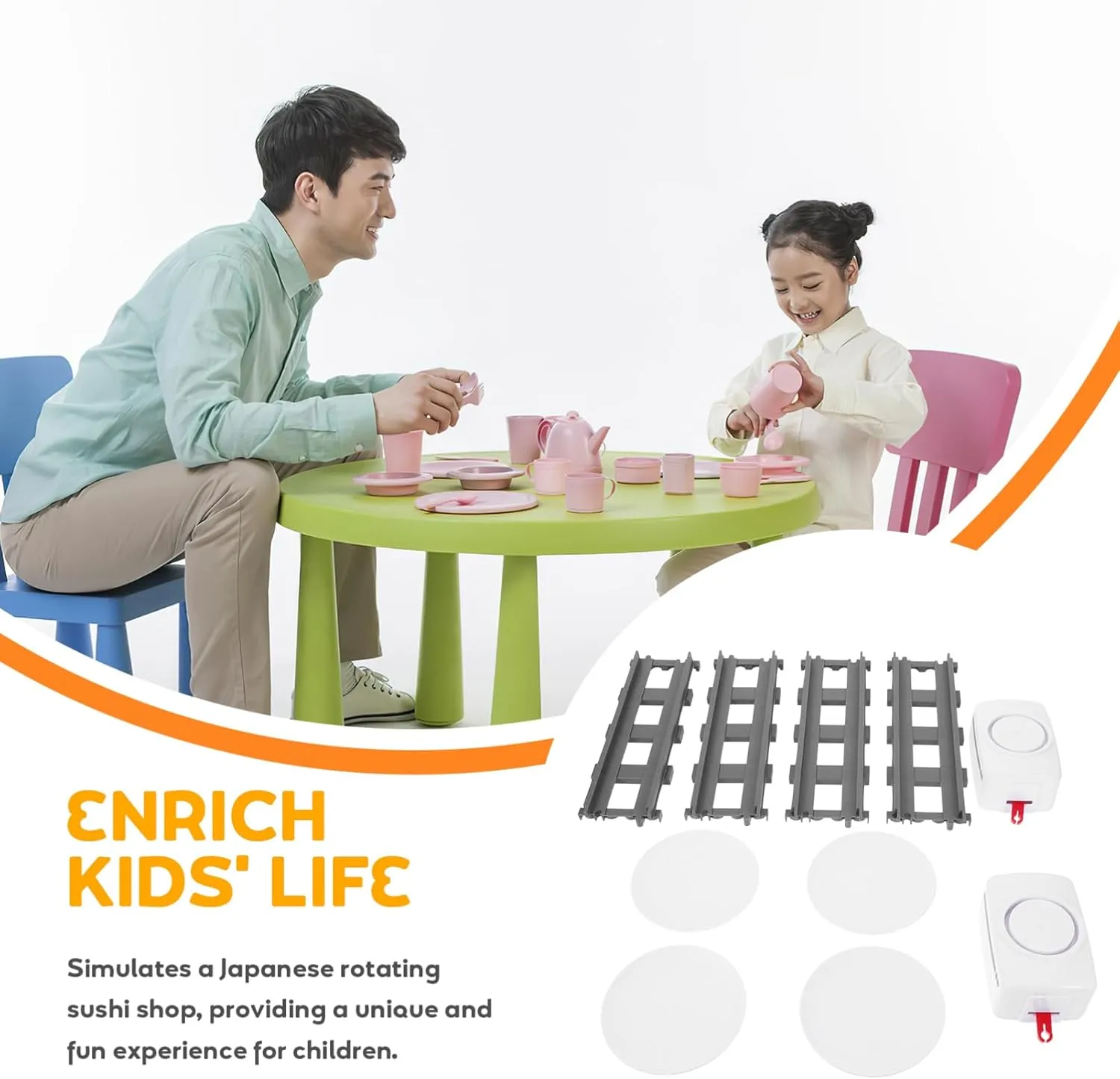 Milisten 3sets Electric Sushi Rotary Machine Toy Set Fun Boys and Girls Track for Interactive Play Multi-Functional Belt for Boys and Girls Dining Table Battery Powered