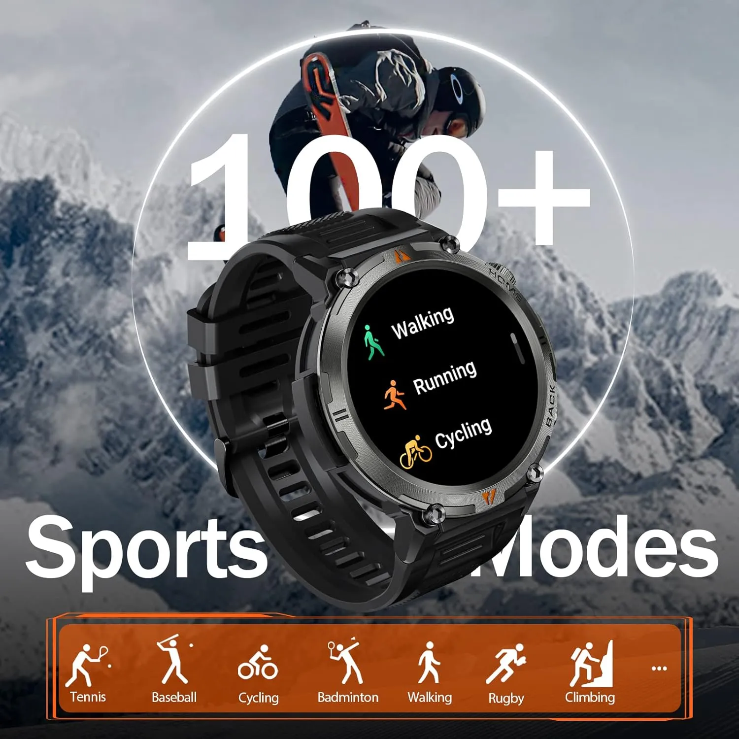 Military Smart Watch for Men with LED Flashlight 1.45” Rugged 3ATM Waterproof Smart Watch with 100  Sports Modes Fitness Tracker with Heart Rate Sleep Monitor Tactical Smartwatch for iPhone Android