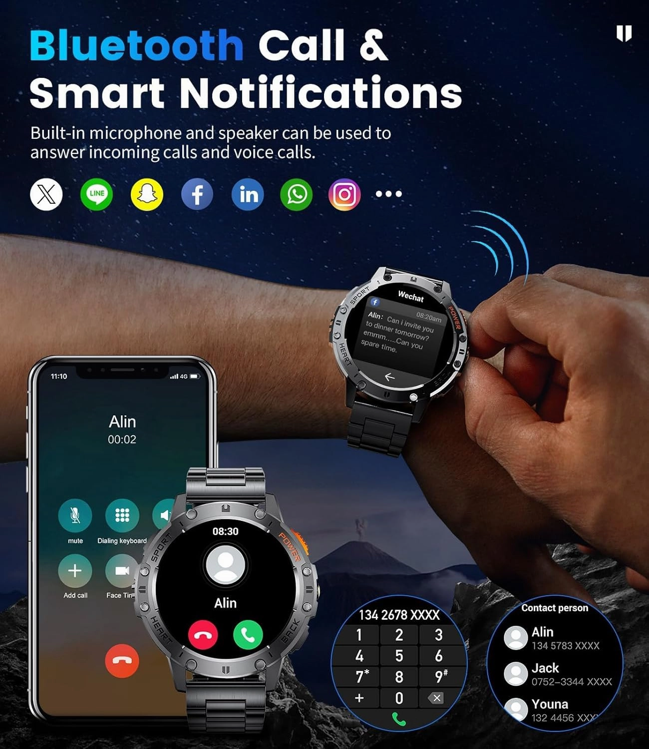 Military Smart Watch for Men (Answer/Make Calls), Rugged Smartwatch with Flashlight/40 Days Battery/Heart Rate/SpO2/Sleep Monitor/120 Sport Modes/IP68 Waterproof,Fitness Tracker for iPhone Android