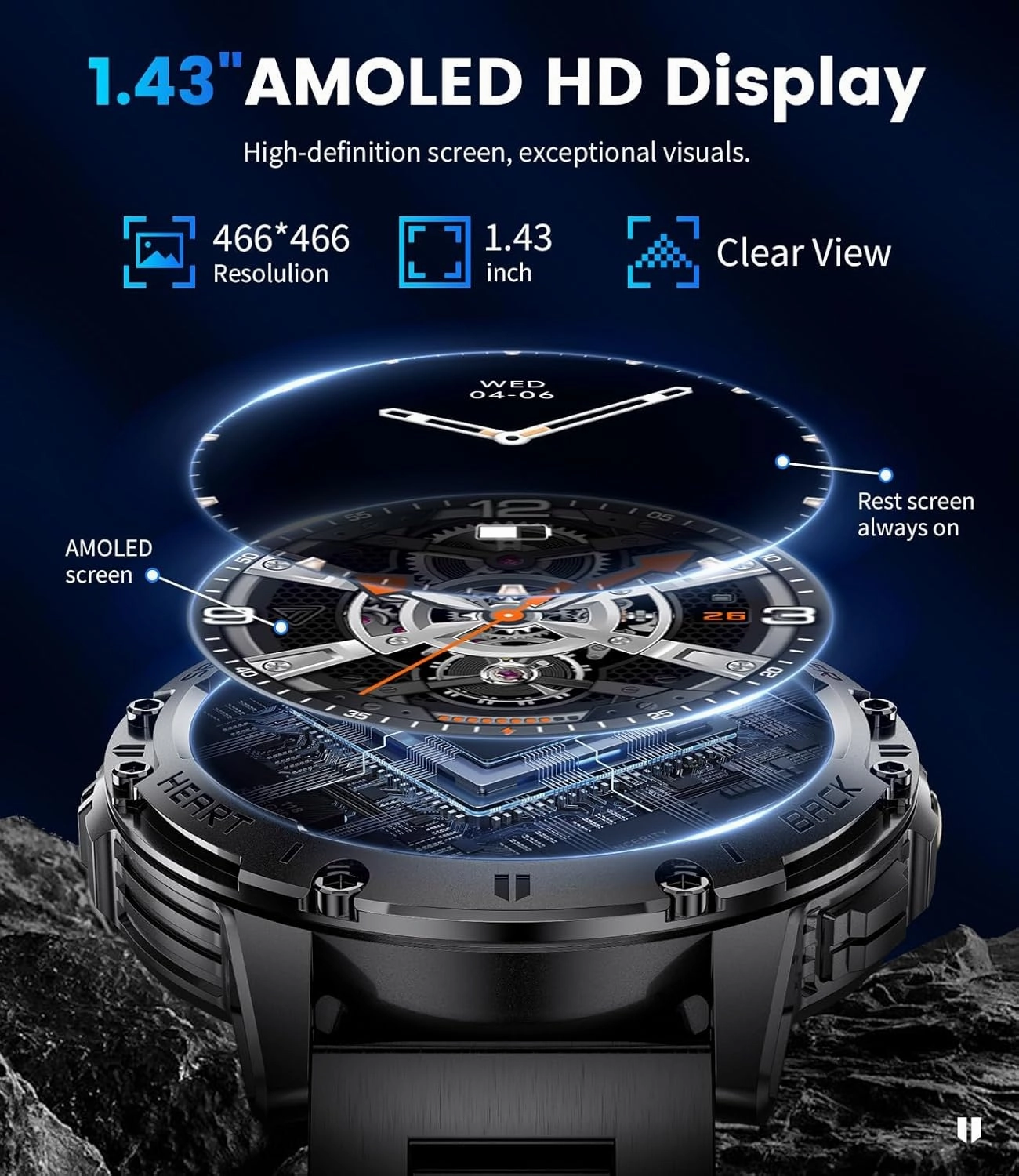 Military Smart Watch for Men (Answer/Make Calls), Rugged Smartwatch with Flashlight/40 Days Battery/Heart Rate/SpO2/Sleep Monitor/120 Sport Modes/IP68 Waterproof,Fitness Tracker for iPhone Android