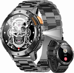 Military Smart Watch for Men (Answer/Make Calls), Rugged Smartwatch with Flashlight/40 Days Battery/Heart Rate/SpO2/Sleep Monitor/120 Sport Modes/IP68 Waterproof,Fitness Tracker for iPhone Android