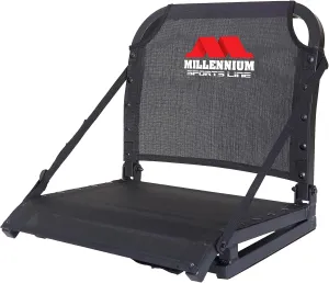 Millennium Sportsline Stadium Seat with Patented Comfortmax Seat Fabric Perfecct for Football, Baseball, Soccer, Tennis Fits Virtually Any Bleacher - Black