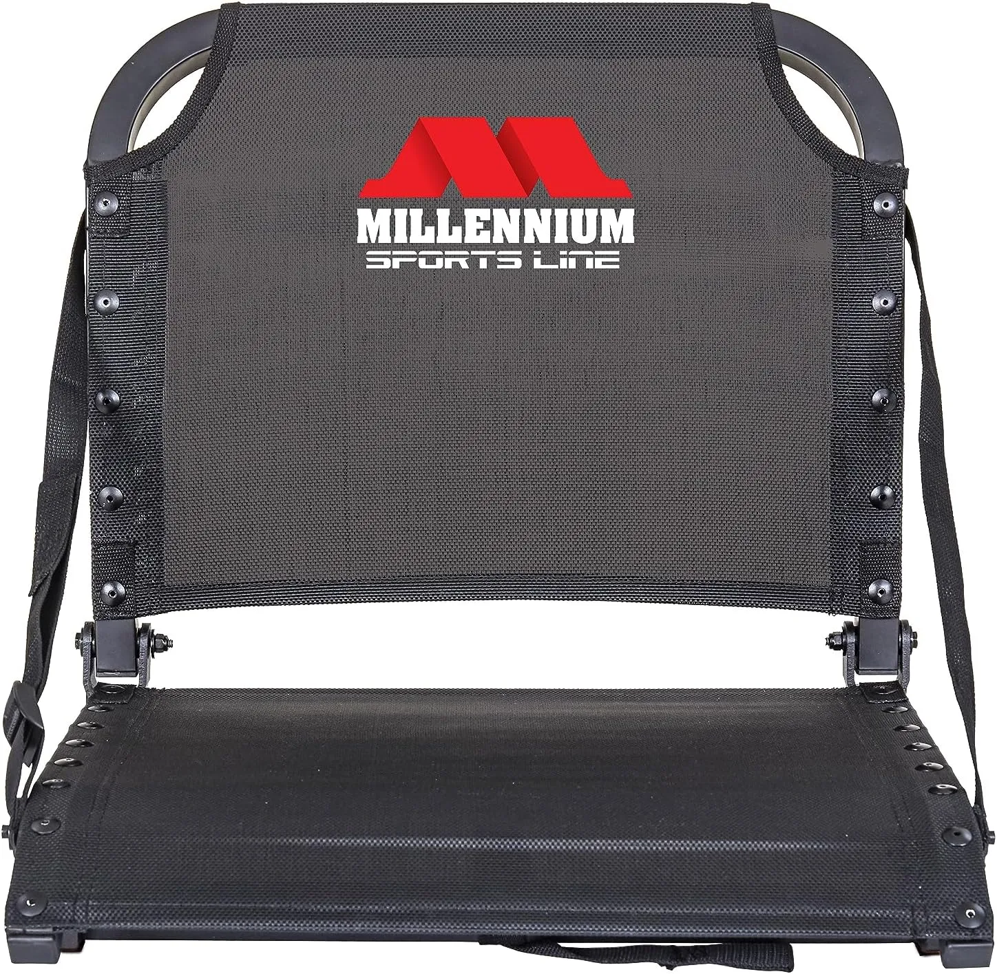 Millennium Sportsline Stadium Seat with Patented Comfortmax Seat Fabric Perfecct for Football, Baseball, Soccer, Tennis Fits Virtually Any Bleacher - Black