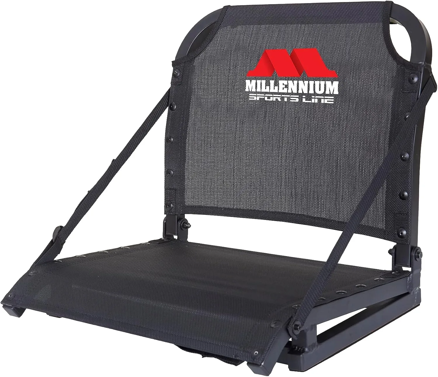 Millennium Sportsline Stadium Seat with Patented Comfortmax Seat Fabric Perfecct for Football, Baseball, Soccer, Tennis Fits Virtually Any Bleacher - Black
