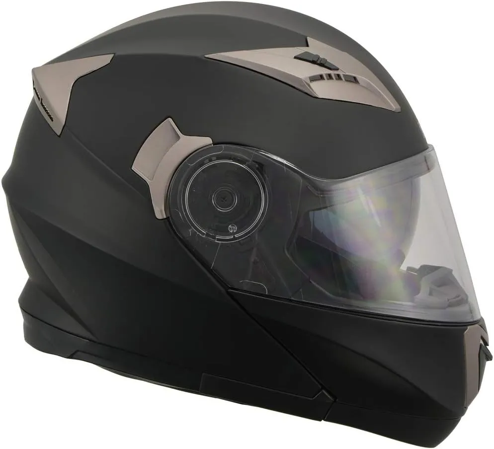 Milwaukee Performance Helmets MPH9804DOT Matte Black Modular Racing Helmet with Drop Down Tinted Visor