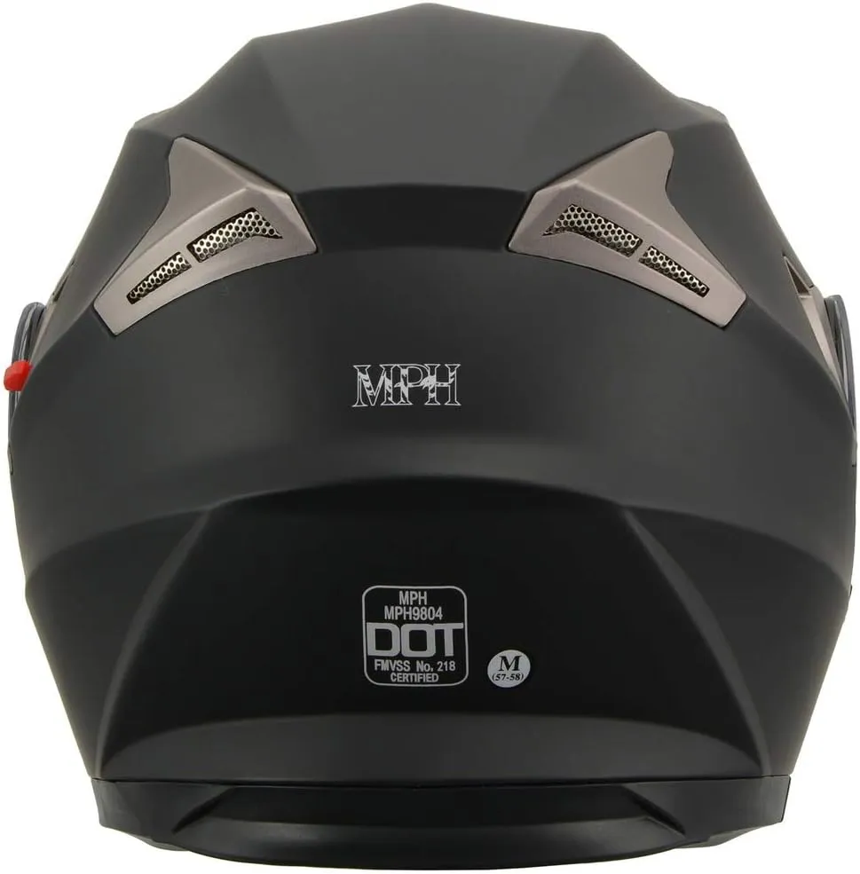 Milwaukee Performance Helmets MPH9804DOT Matte Black Modular Racing Helmet with Drop Down Tinted Visor