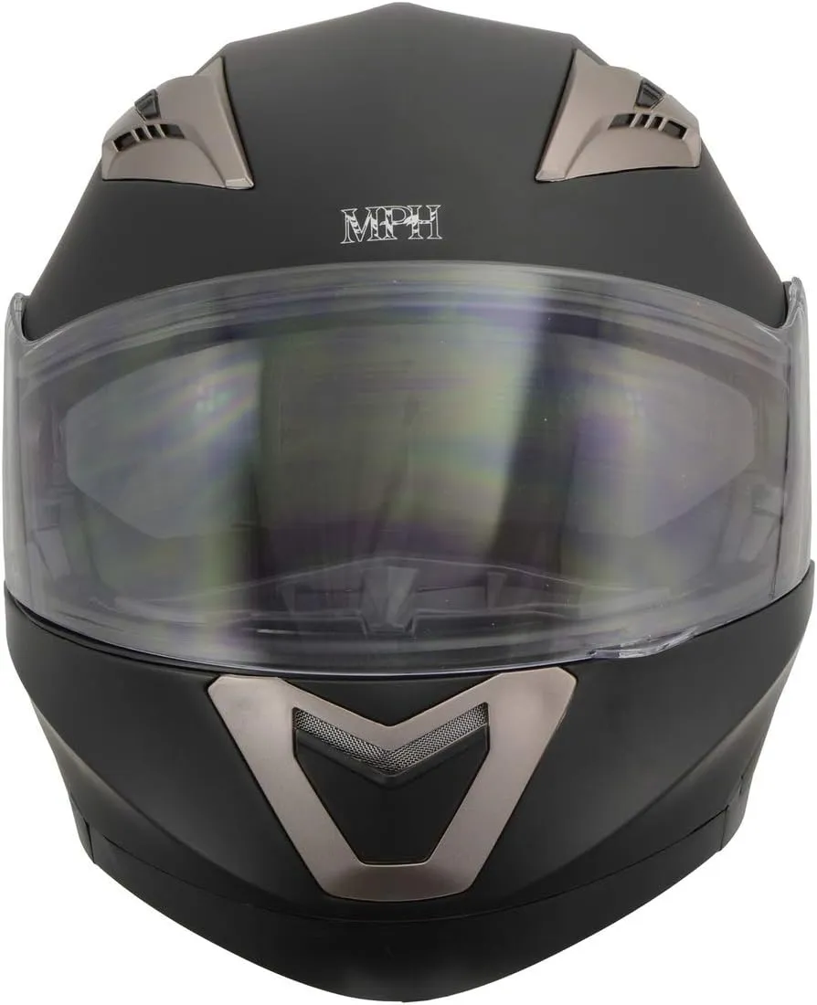 Milwaukee Performance Helmets MPH9804DOT Matte Black Modular Racing Helmet with Drop Down Tinted Visor
