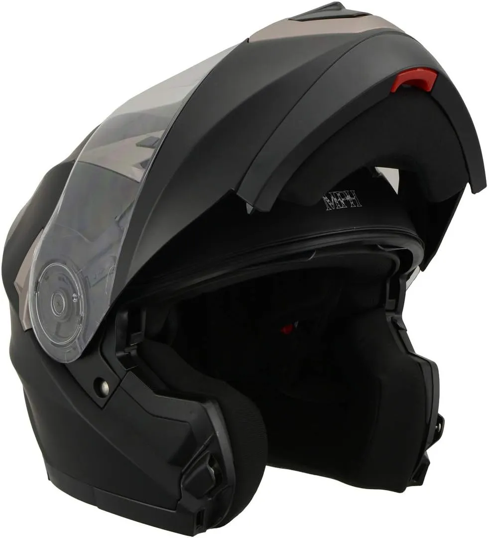 Milwaukee Performance Helmets MPH9804DOT Matte Black Modular Racing Helmet with Drop Down Tinted Visor