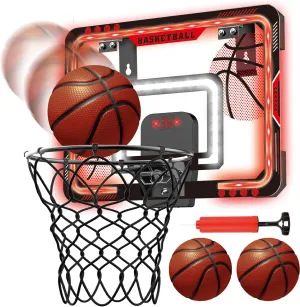 Mini Basketball Hoops - Indoor Over The Door Mini Hoop with Scoreboard & Ball Sets, Perfect Game Accessory for Teens and Adults Bedroom   Office, Basketball Hoop Toys for 8 9 10 11 12 Boys Girls
